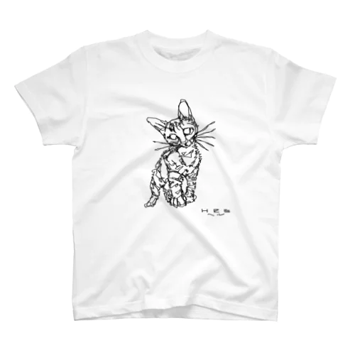 左手で描いたネコ Regular Fit T-Shirt