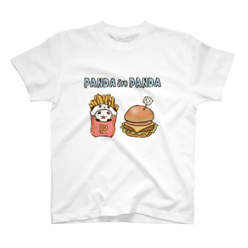 パンダinぱんだ(バーガー＆ポテト) 티셔츠