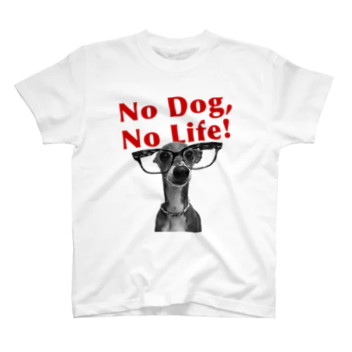 No dog,No life! 赤 Regular Fit T-Shirt