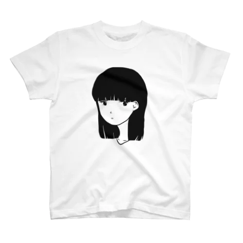 無表情黒髪少女 Regular Fit T-Shirt