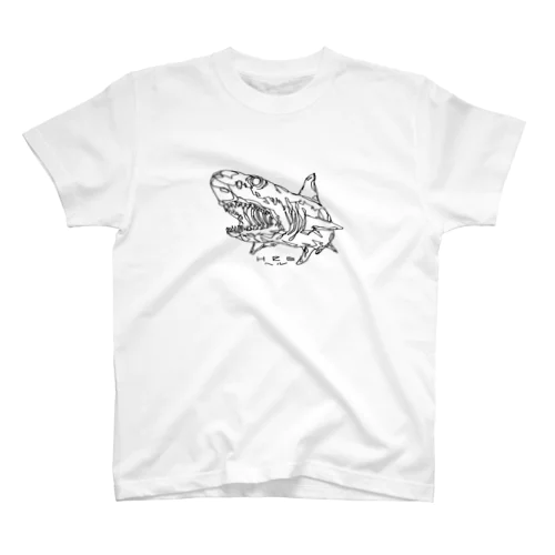 左手で描いたサメ Regular Fit T-Shirt