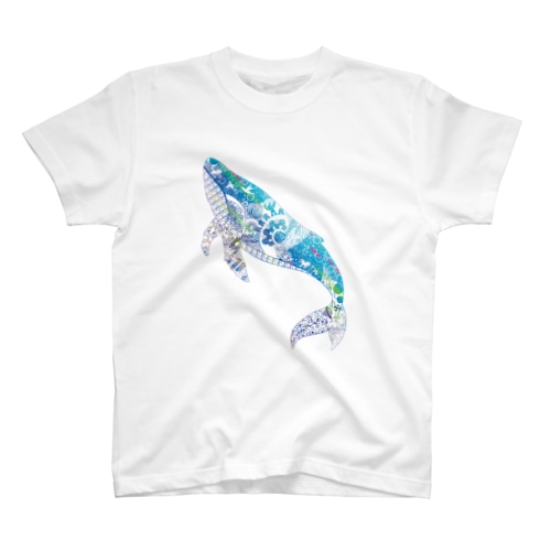 切り絵のクジラ柄 Regular Fit T-Shirt