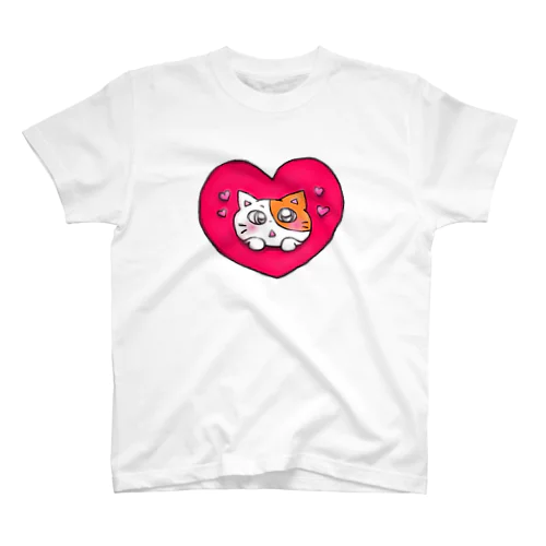 ぶちねこにゃんこ.ハート スタンダードTシャツ