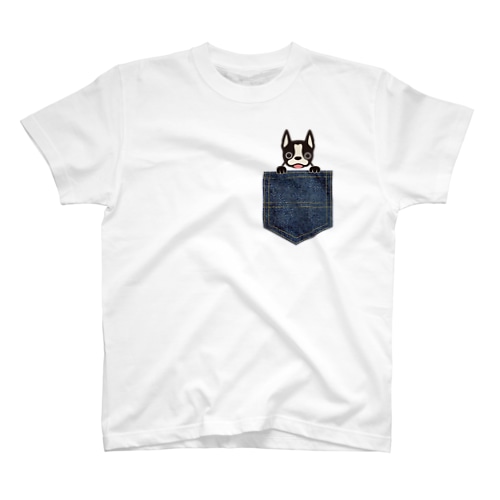 ボストンテリア㏌デニムポケット Regular Fit T-Shirt