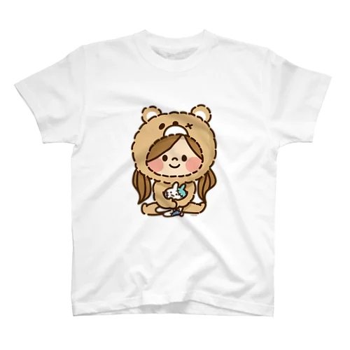 かわいい主婦の1日もこもこクマ柄 Regular Fit T-Shirt