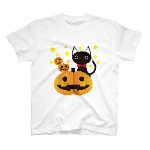 ハロウィンのカボチャランタンと黒猫 スタンダードTシャツ