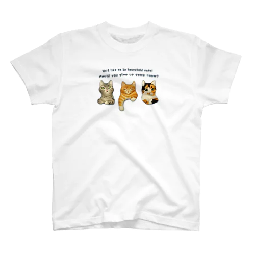 飼い猫になりたい三匹の猫 Regular Fit T-Shirt