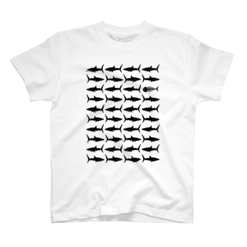 らくがきシリーズ‐サメシルエット-いっぱい スタンダードTシャツ
