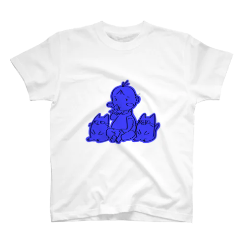 BABY & CATS IN BLUE (SITTING) スタンダードTシャツ