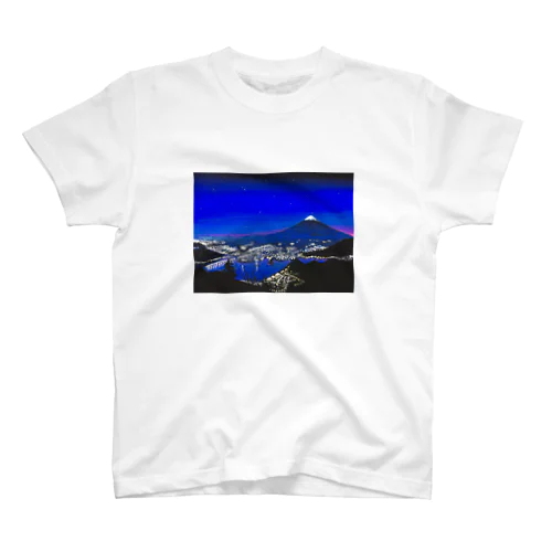 富士山と街灯り Regular Fit T-Shirt