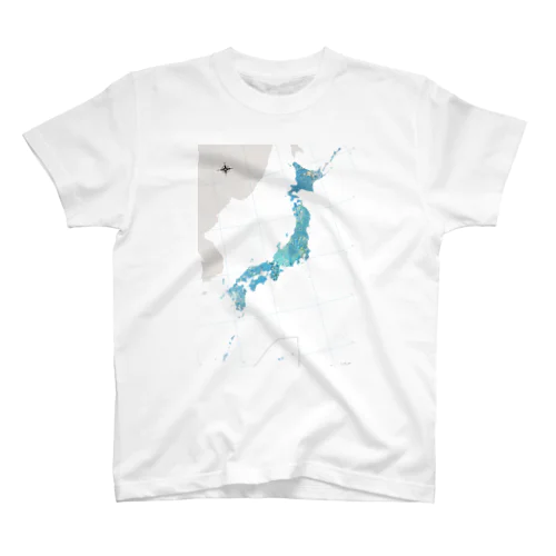 フルイドアート青の地図・日本 Regular Fit T-Shirt