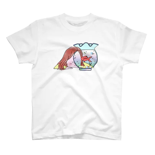 金魚鉢と女の子 スタンダードTシャツ