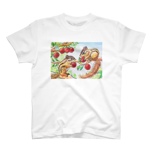 シマリスと姫りんご Regular Fit T-Shirt