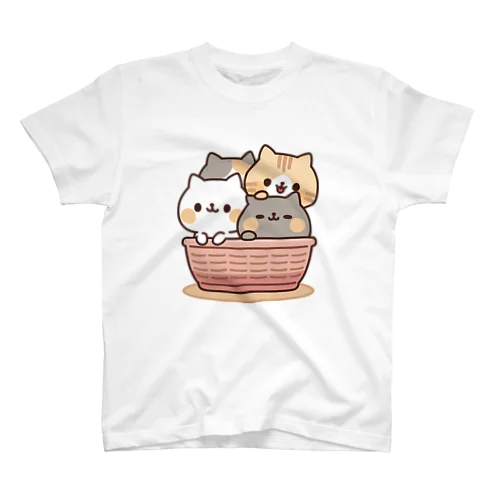 ネコがいっぱい/カゴver. 티셔츠