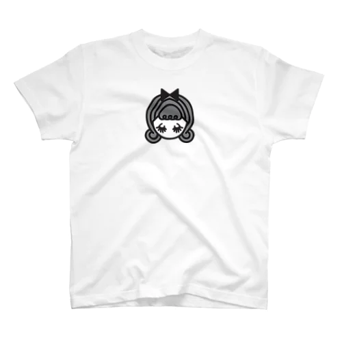 巻髪少女アイコンモノクロ スタンダードTシャツ