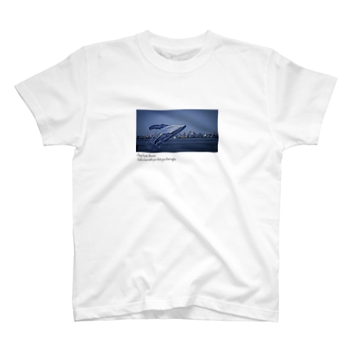 真夜中のクジラ white Regular Fit T-Shirt