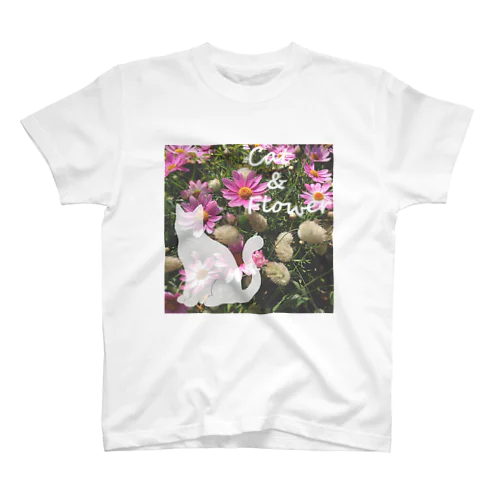 花と猫 Regular Fit T-Shirt