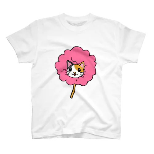 わたあめにゃんこ　三毛猫ver(桜色) スタンダードTシャツ