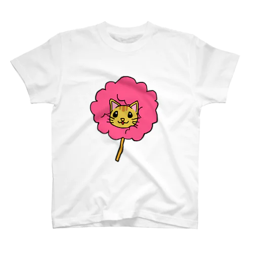 わたあめにゃんこ　茶トラ猫ver(桜色) スタンダードTシャツ