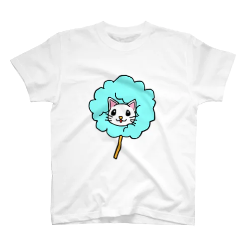 わたあめにゃんこ　白猫ver(水色) スタンダードTシャツ