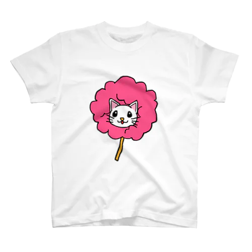 わたあめにゃんこ　白猫ver(桜色) スタンダードTシャツ