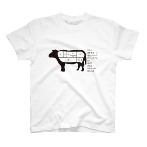 牛の可食部位図 티셔츠