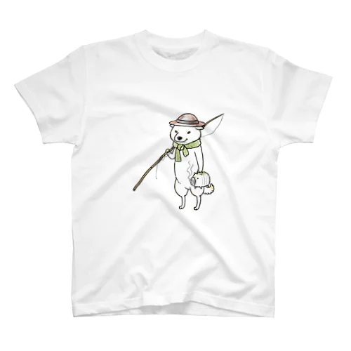 釣り柴（白柴） 티셔츠