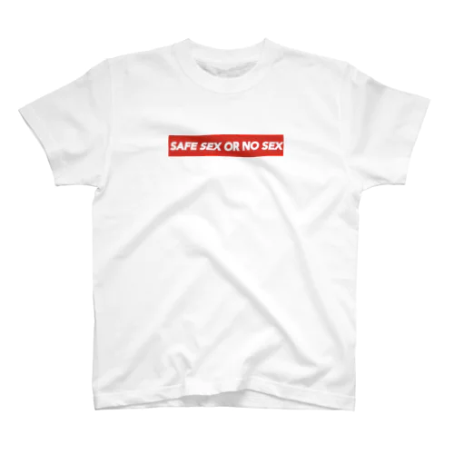 BE SAFE (赤地に白ロゴ) Regular Fit T-Shirt