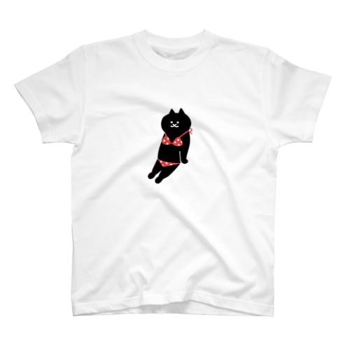 【中】赤いビキニのねこ Regular Fit T-Shirt