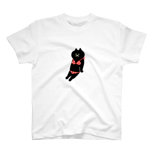 【中】赤いビキニのねこ Regular Fit T-Shirt