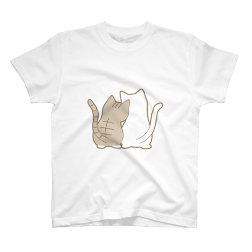 仲良し猫の背中　キジ白&白 Regular Fit T-Shirt