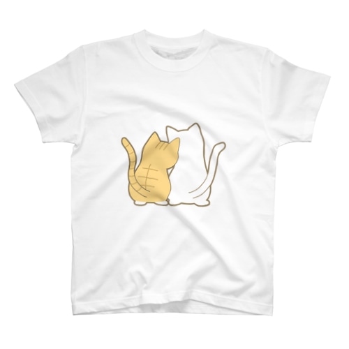 仲良し猫の背中　茶白&白 Regular Fit T-Shirt