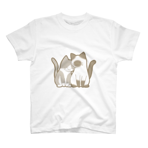 表裏印刷　仲良し猫　灰白ハチワレ&ポインテッド Regular Fit T-Shirt