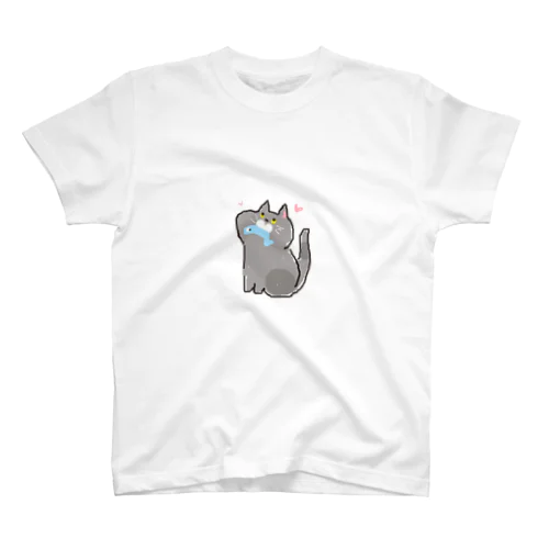 お魚くわえた灰猫 Regular Fit T-Shirt