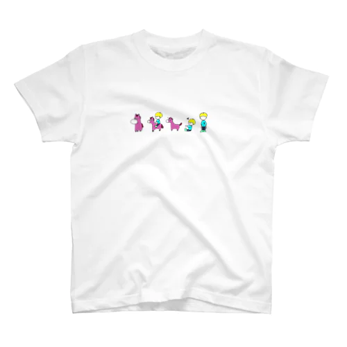 ポニーと子どものイラストＴシャツ（ピンクポニー） 티셔츠