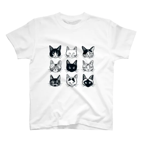 9種の猫詰め合わせ スタンダードTシャツ