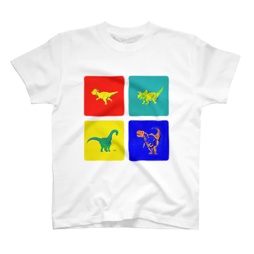 Windowsっぽい色の恐竜デザイン Regular Fit T-Shirt