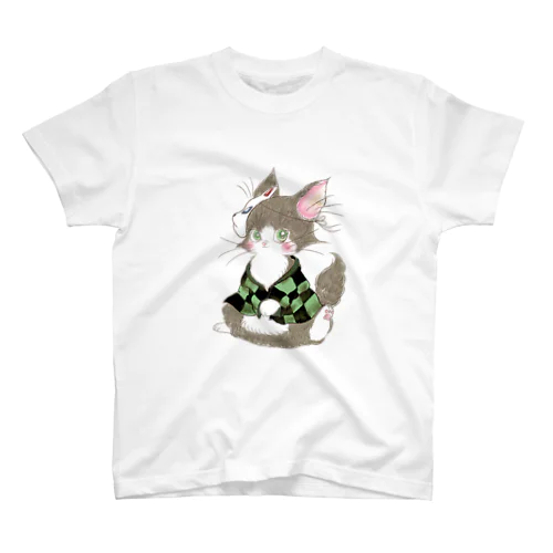 のる猫　(市松模様) スタンダードTシャツ