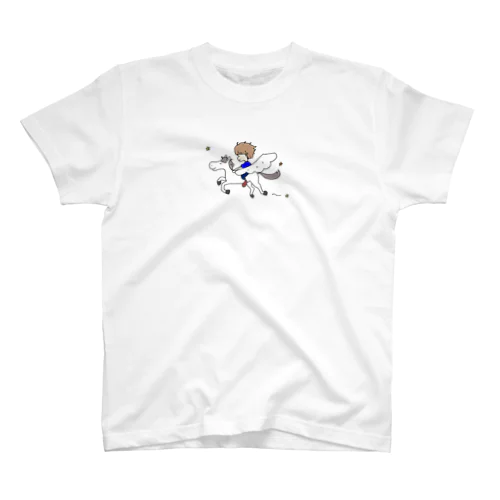 空を駆けるイラスト（白馬）Ｔシャツ Regular Fit T-Shirt