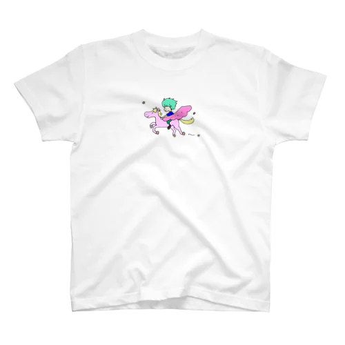 空を駆けるポニーイラスト（メルヘン）Ｔシャツ 티셔츠