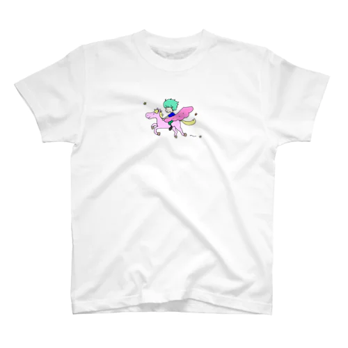 空を駆けるポニーイラスト（メルヘン）Ｔシャツ スタンダードTシャツ