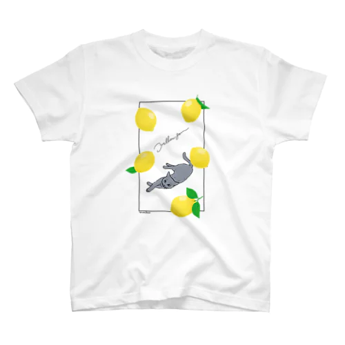 【Fruit×Cats】レモン×グレー  Regular Fit T-Shirt