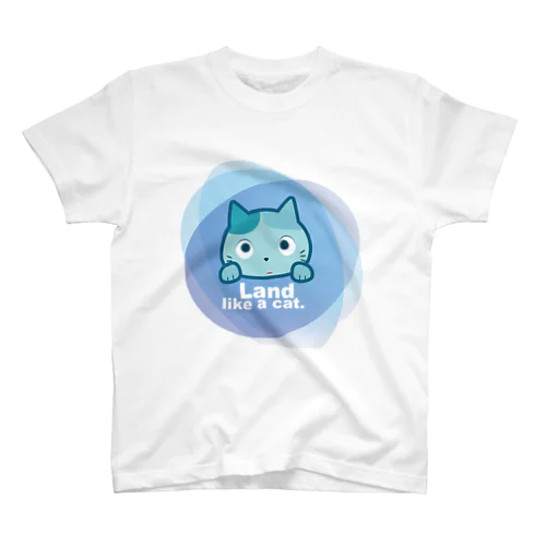 Land like a cat blue　〜　夙川育ち スタンダードTシャツ