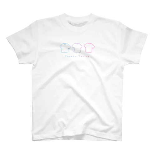 Tシャツ柄のTシャツ【グラデーションの線】【線画】【イラスト3つ】【Tsyatu-Tshirt】 Regular Fit T-Shirt