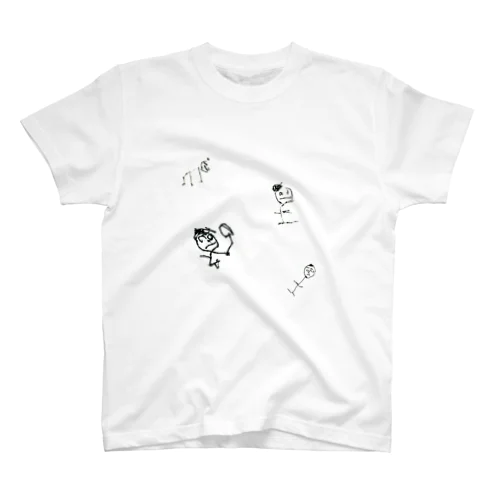 ハレとな・か・よ・し🎶_モノクロ人＋犬2 Regular Fit T-Shirt