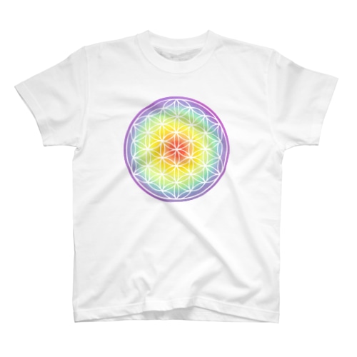 パステルフラワーオブライフ（虹） Regular Fit T-Shirt