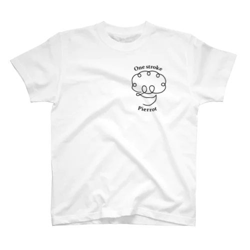 One stroke  Pierrot (黒線) 티셔츠
