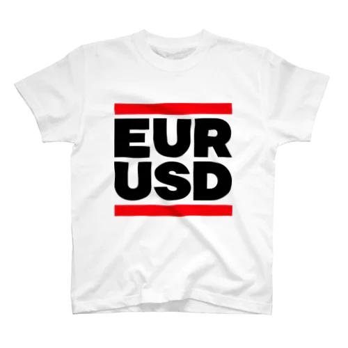 ユロドル ユーロドル EURUSD FX 為替 両替 　黒字黒フォント  スタンダードTシャツ