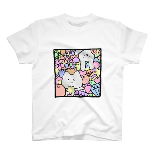 カラフルな ねこ うさぎ スタンダードTシャツ