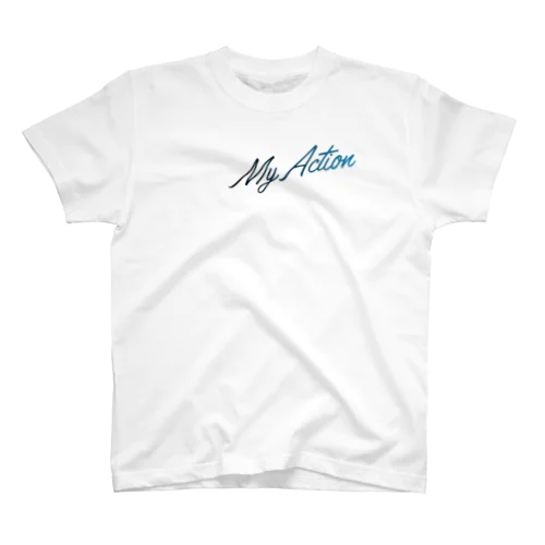 My Action Goods Black & Blue Regular Fit T-Shirt